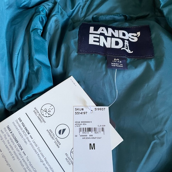 landsend turquoise puffer midi jacket - Picture 8 of 13